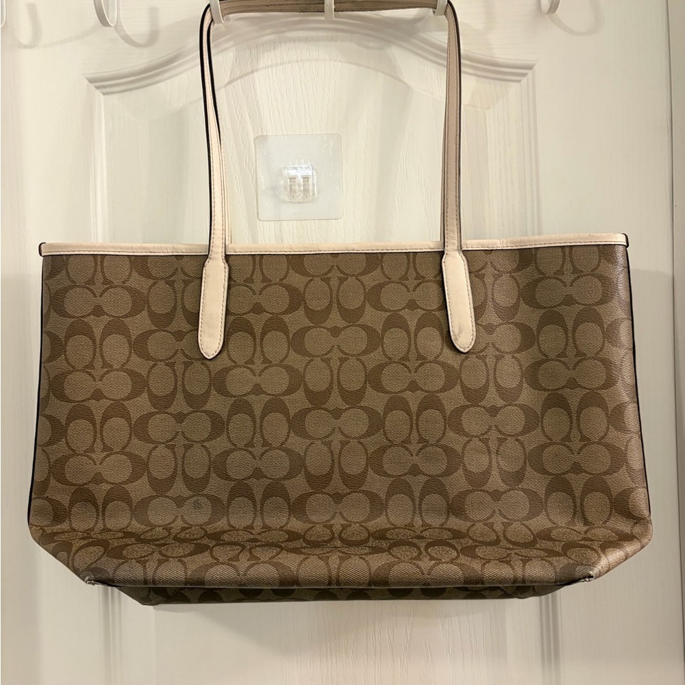 Coach Brown Tote with Red and Orange Love Print - Picture 4 of 9